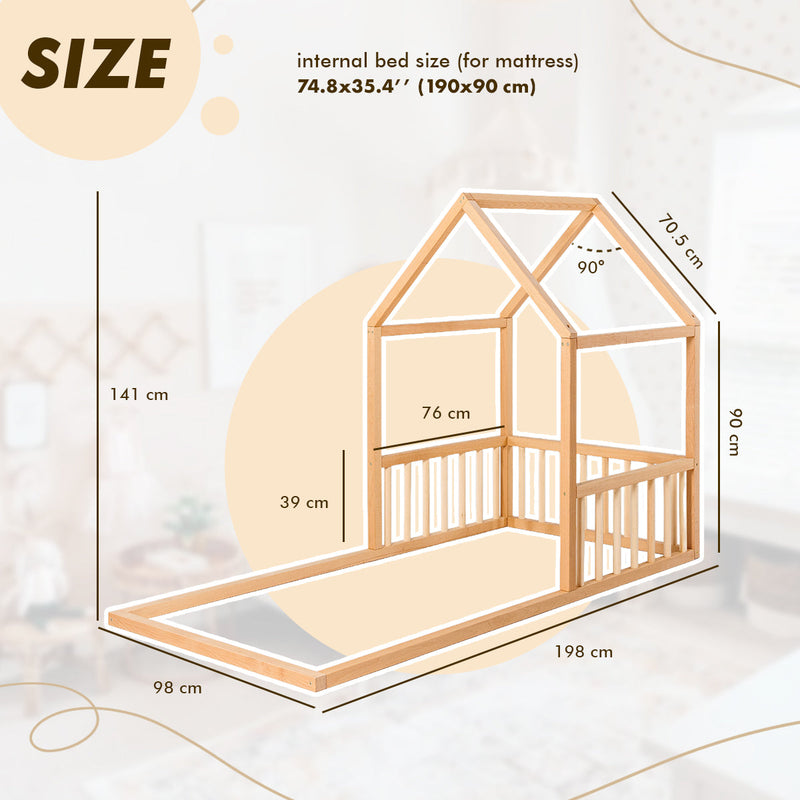 Small House Bed For Kids and Toddlers from 2 y.o. (EU Size 190x90 cm)-5