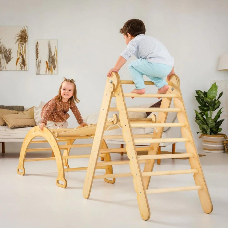 4in1 Montessori Climbing Set: Triangle Ladder + Climbing Arch + Slide Board + Art Addition-2