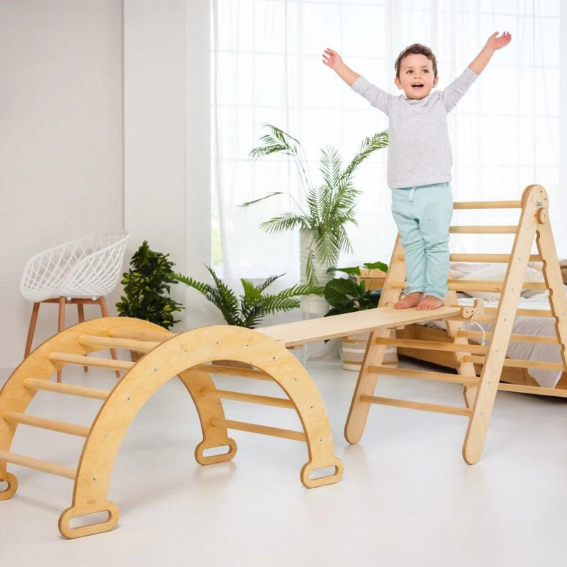 4in1 Montessori Climbing Set: Triangle Ladder + Climbing Arch + Slide Board + Art Addition-7
