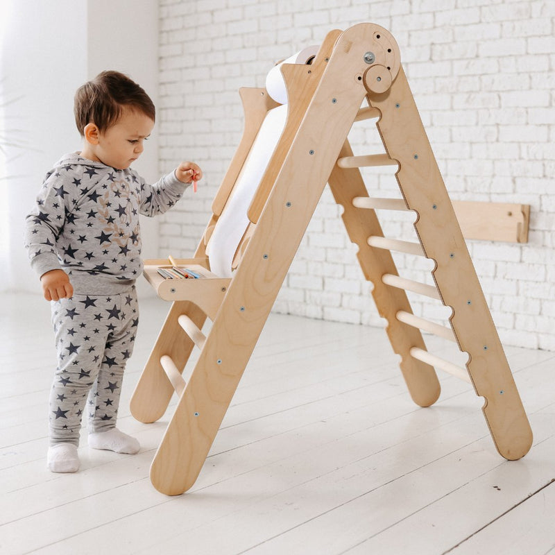 4in1 Montessori Climbing Set: Triangle Ladder + Climbing Arch + Slide Board + Art Addition-3