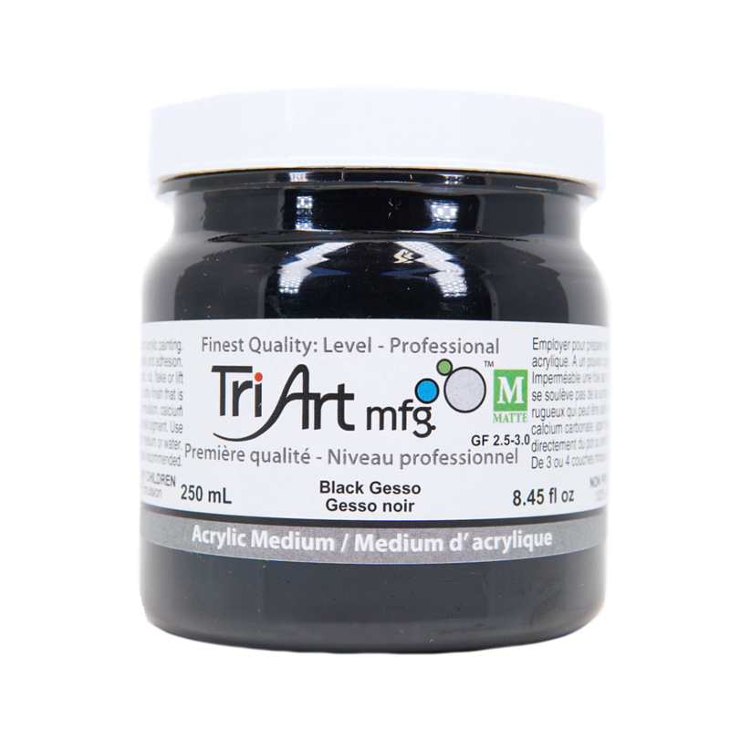 Tri-Art Acrylic Gel Medium - Black Acrylic Gesso, 250 ml Jar