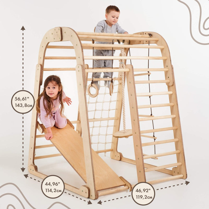 Indoor Wooden Playground for Children - 6in1 Playground + Swings Set + Slide Board-5