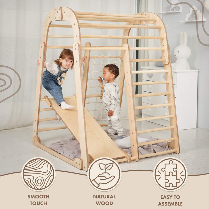 Indoor Wooden Playground for Children - 6in1 Playground + Swings Set + Slide Board-4