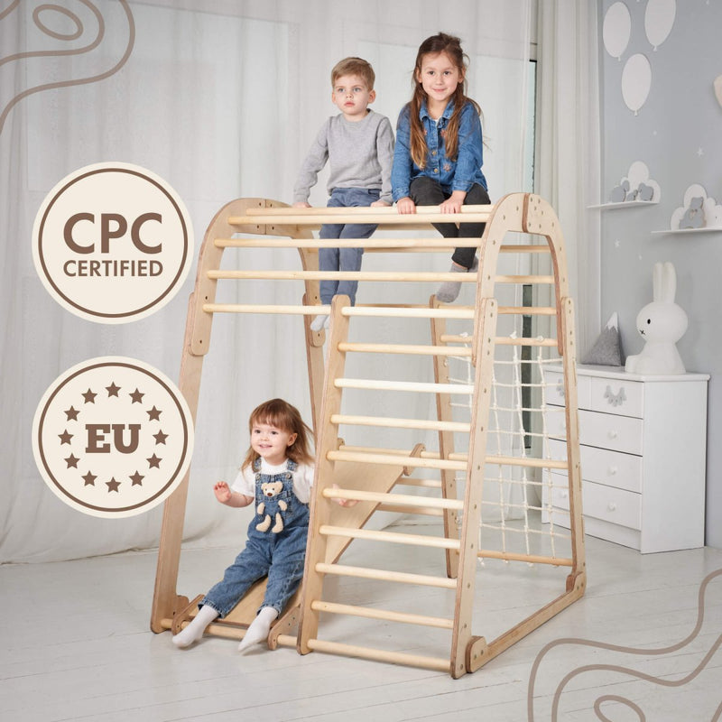 Indoor Wooden Playground for Children - 6in1 Playground + Swings Set + Slide Board-3