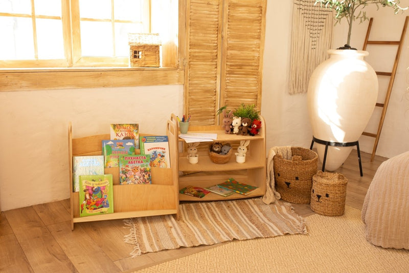 Montessori Wooden Bookshelf – Beige-6
