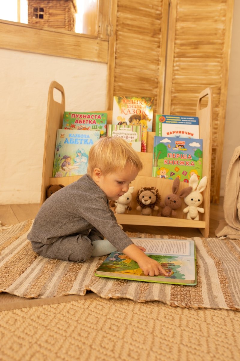 Montessori Wooden Bookshelf – Beige-5