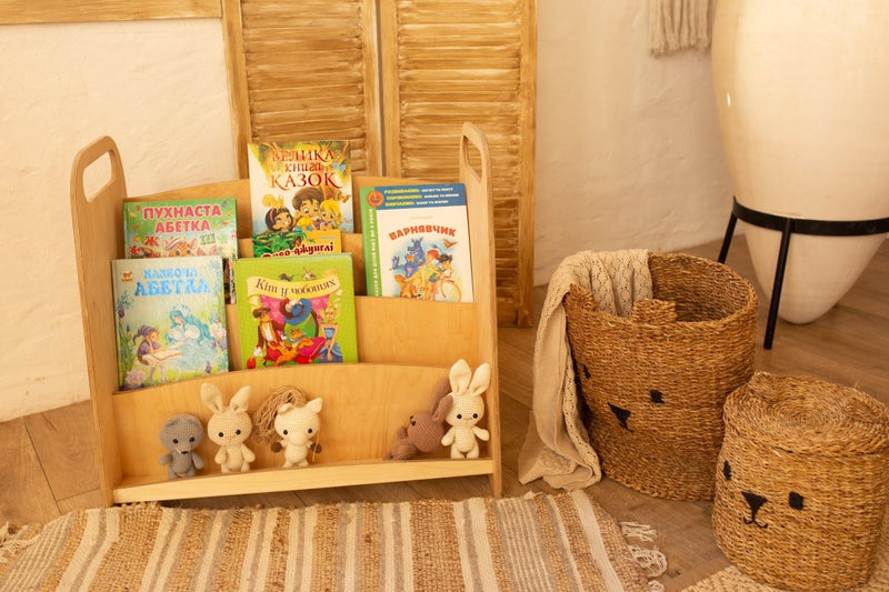 Montessori Wooden Bookshelf – Beige-2