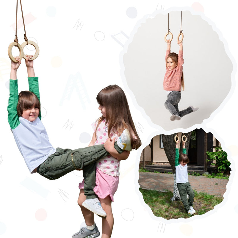 Wooden gymnastic rings for kids-0